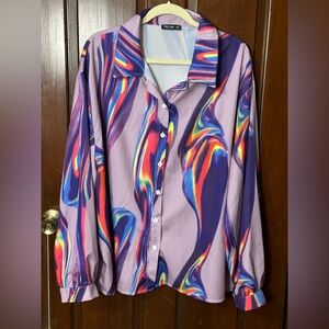 Women’s plus size 3 XL button-down long sleeve blouse